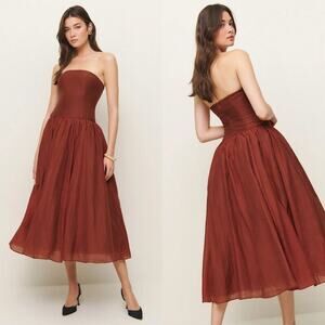 NWT Reformation Rosy Dress in Rusty Red Size 6 Wedding Guest Black Tie